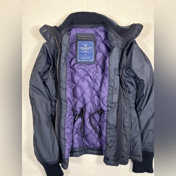AMERICAN EAGLE OUTFITTERS‎ Utility Quilted Interior Full Zip Jacket Navy Small - Picture 6 of 13